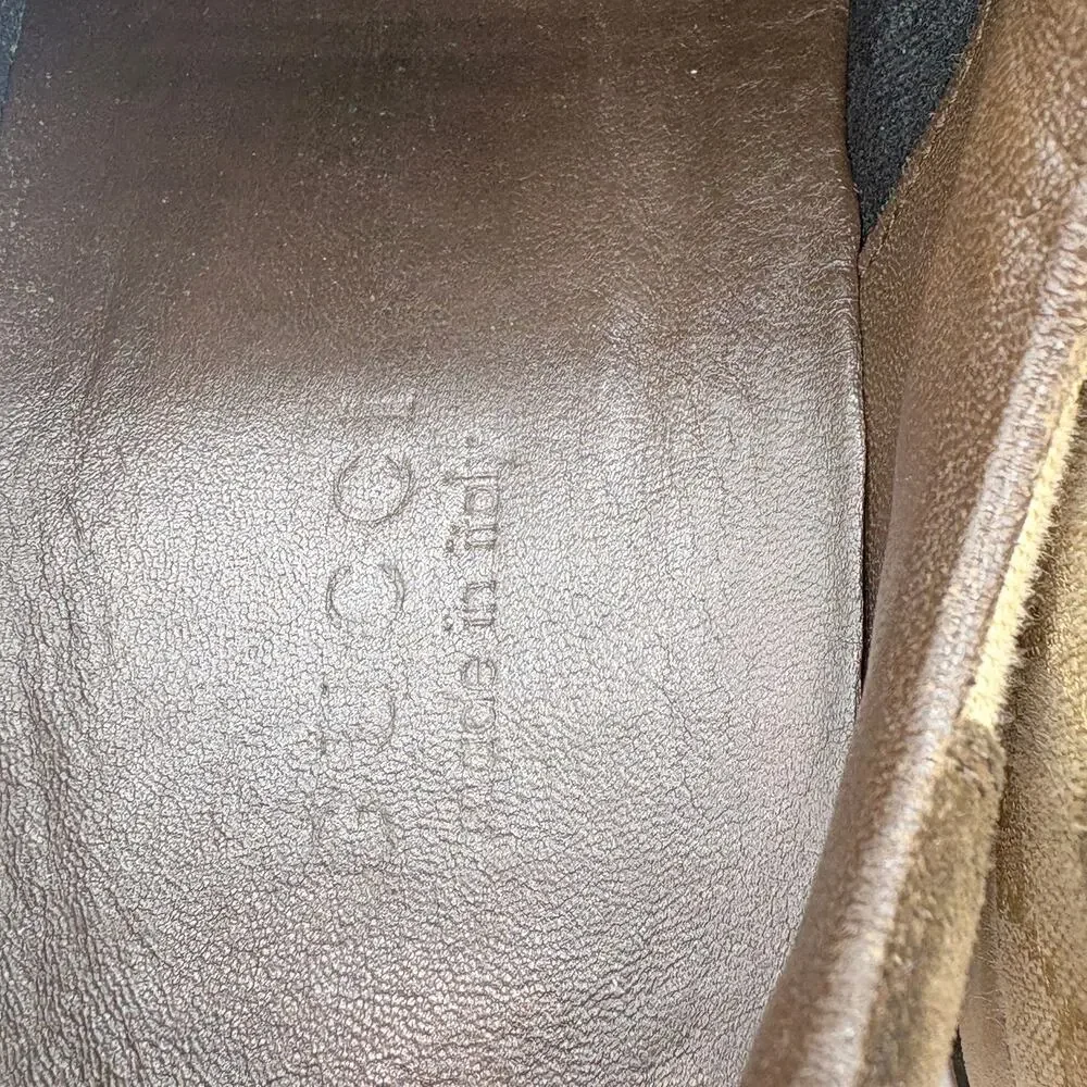 GUCCI GG Monogram Canvas Brown Suede Orange Web Lace Sneakers Sz 9G 9.5 US $995